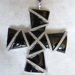 Kenneth J Lane Enamel Rhinestone Cross Necklace